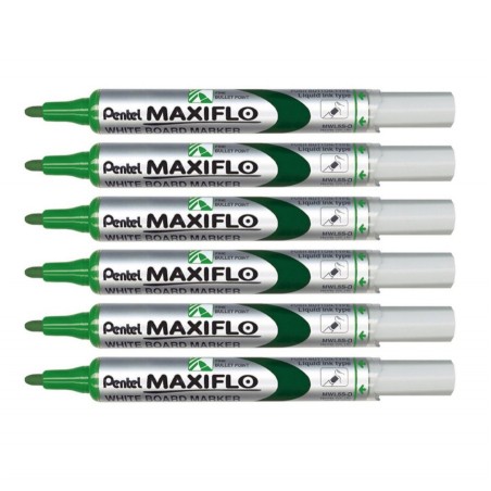 Marker-do-tablic-suchościeralnych-Pentel-Maxiflo-S-zielony-zestaw-6-szt