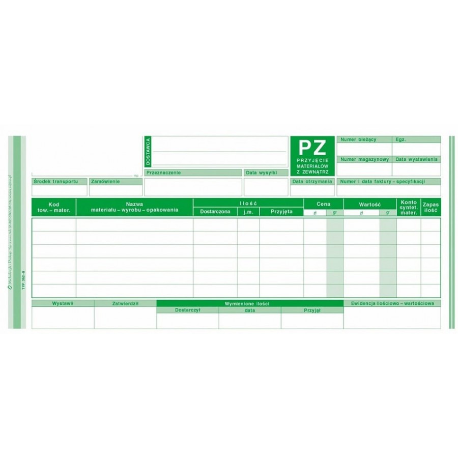 352-8 PZ PRZYJĘCIE MATERIAŁÓW Z ZEWNĄTRZ 1/3 A4