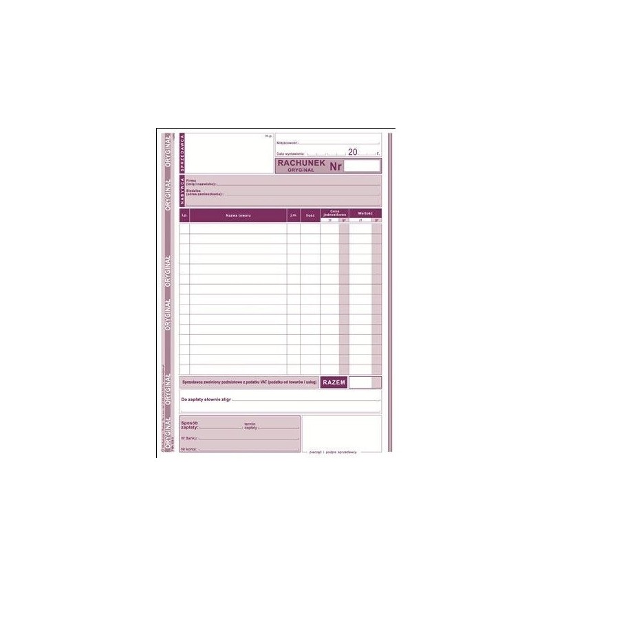 233-3 RACHUNEK DLA ZWOLNIONYCH PODMIOTOWO Z VAT