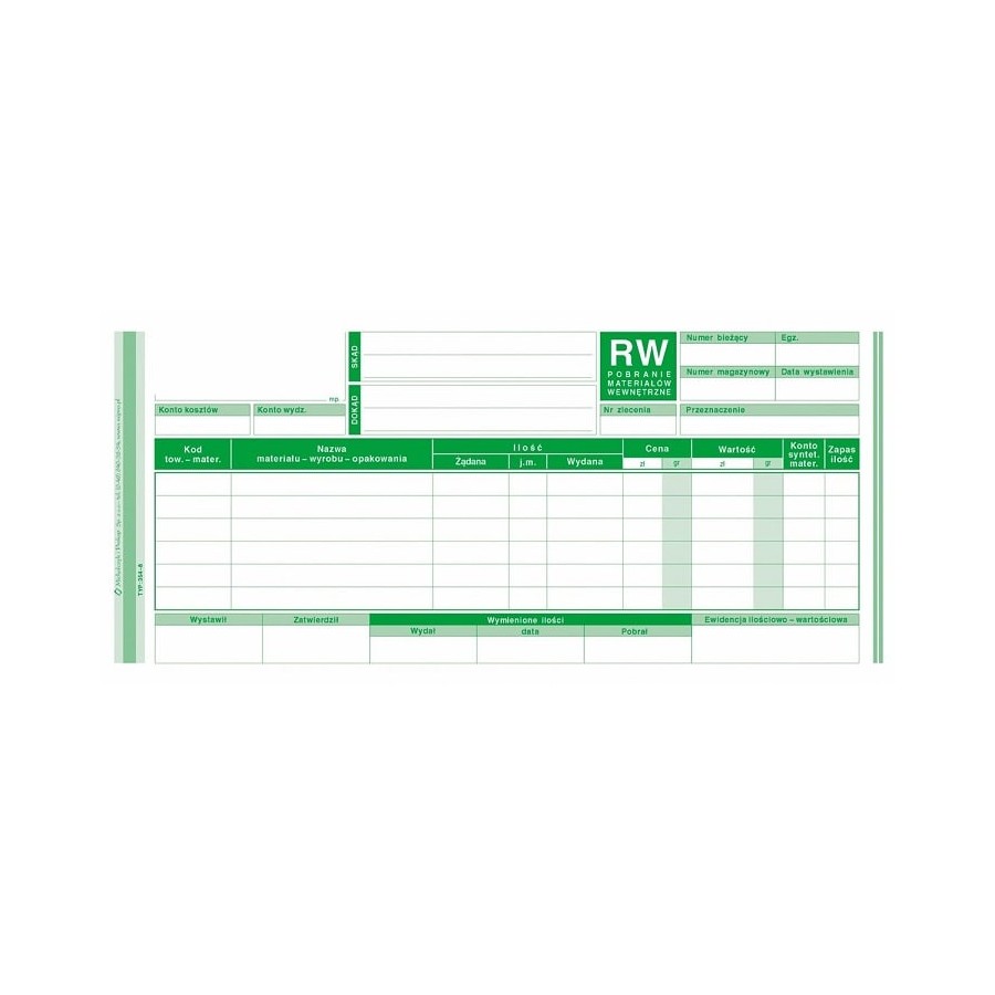 354-8 POBRANIE MATERIAŁÓW WEWNĘTRZNE towarowy