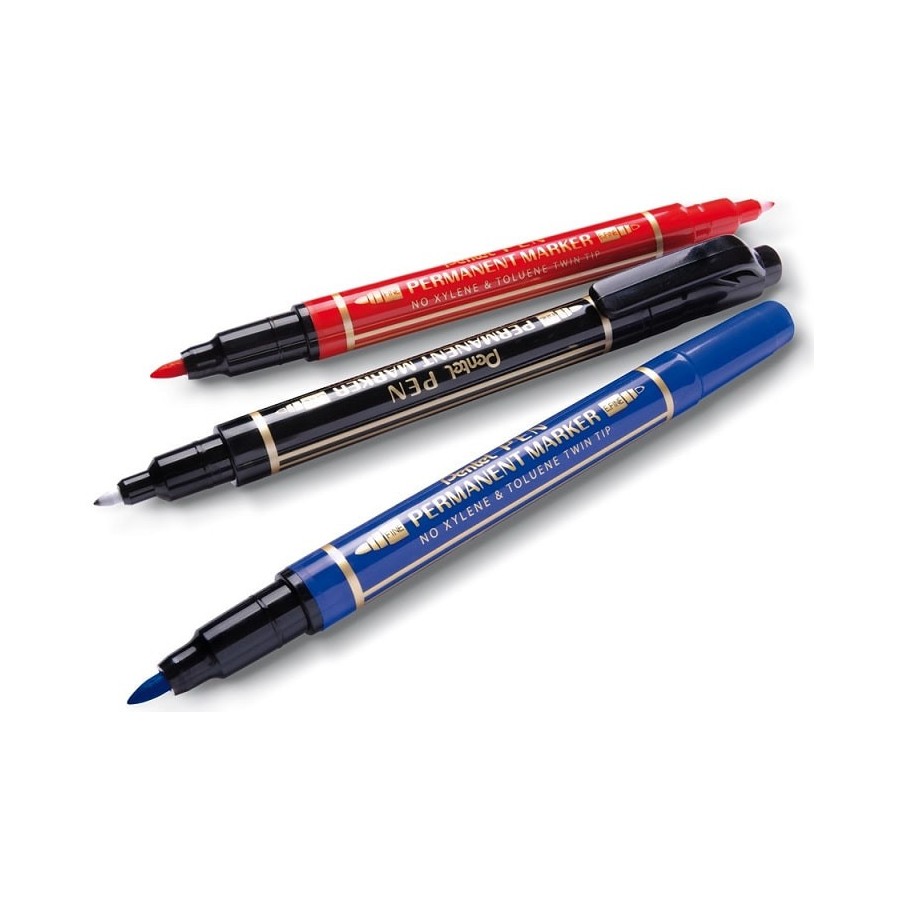Marker permanentny Pentel N75W 2 końcówki czarny