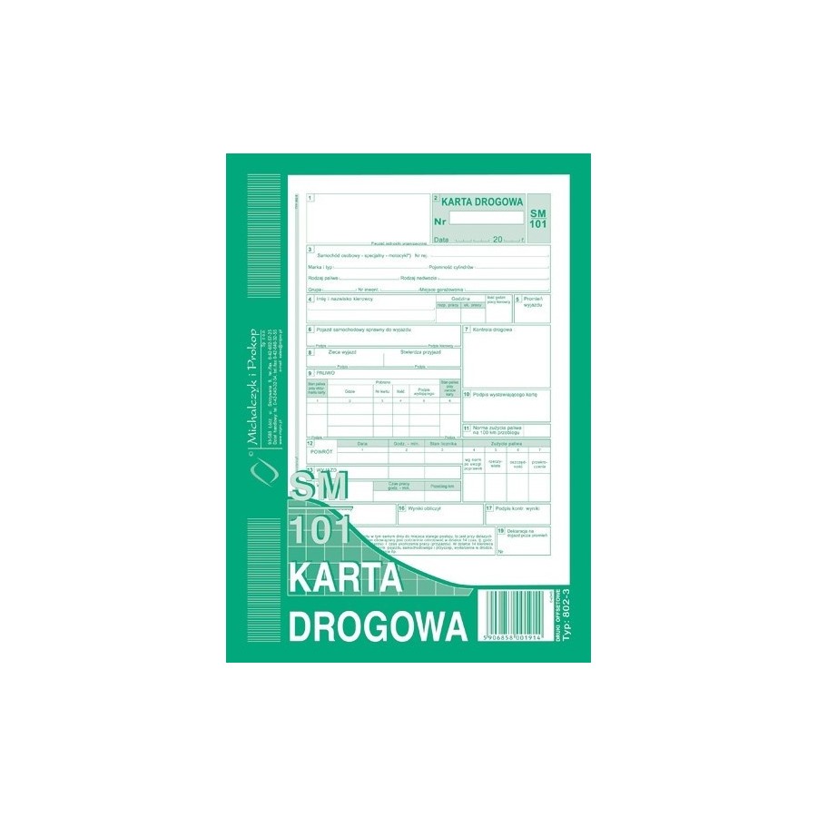 802-3N-Karta-drogowa-sm-101-numerowana-samochod-osobowy