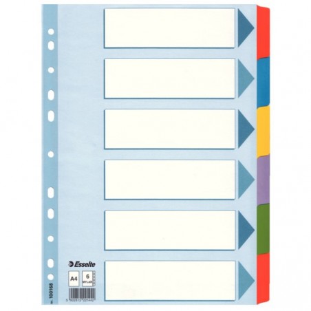 Przekladki-kolorowy-karton-karta-opisowa-Mylar-A4-Esselte-6-kart