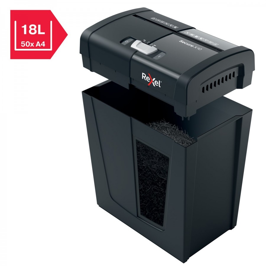 Niszczarka Rexel Secure X10 (P-4), 10 kartek, 18 l kosz