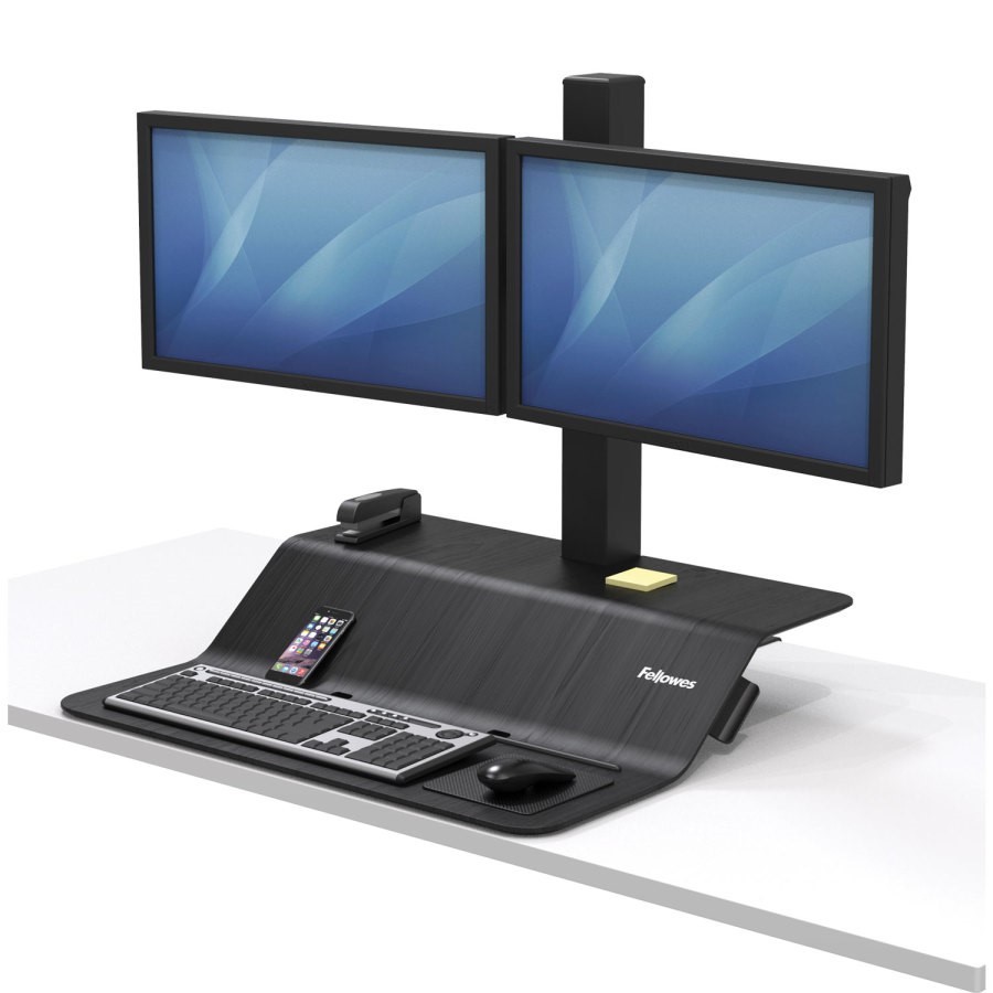 Stanowisko do pracy stojącej Fellowes Sit-Stand Lotus VE czarne na 2 monitory