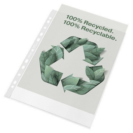 Koszulki groszkowe Esselte Recycled Premium A4 Maxi, 100 mic, PP, w kartoniku, op. 50 szt.