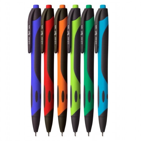 Długopis Automatyczny Olejowy 1,0mm Tetis Tori Niebieski mix kolorów