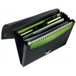 Teczka z poszerzanymi przegródkami A4 Leitz Recycle Czarna