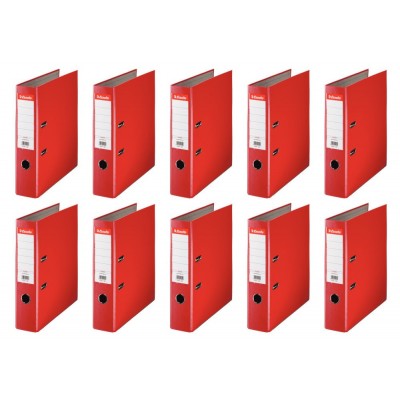 Segregator-Esselte-A4-Z-Dzwignia-Ekonomiczny-75-Mm-Czerwony-zestaw-10-szt