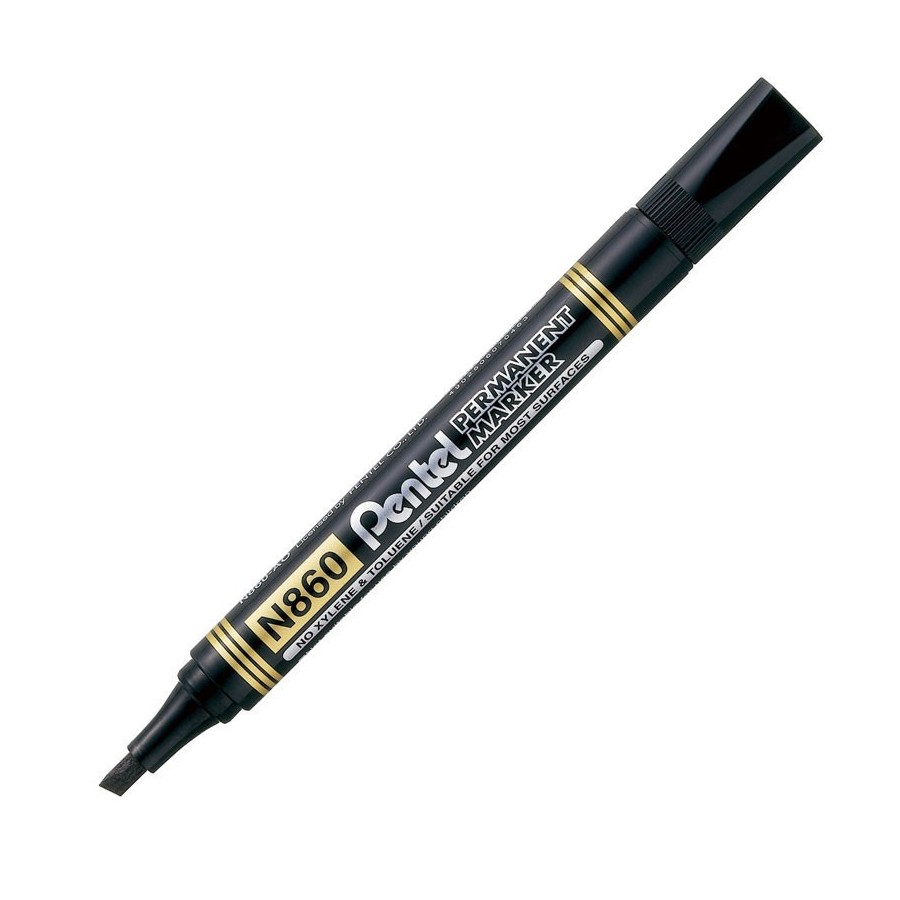 Marker Permanentny Pentel N860 Czarny ścięta końcówka - zestaw 20 szt