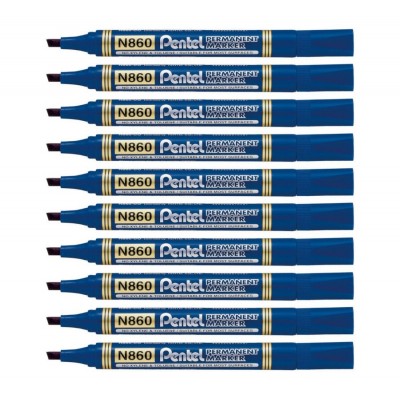 Marker-Permanentny-Pentel-N860-Niebieski-ścieta-koncowka-zestaw-10-szt