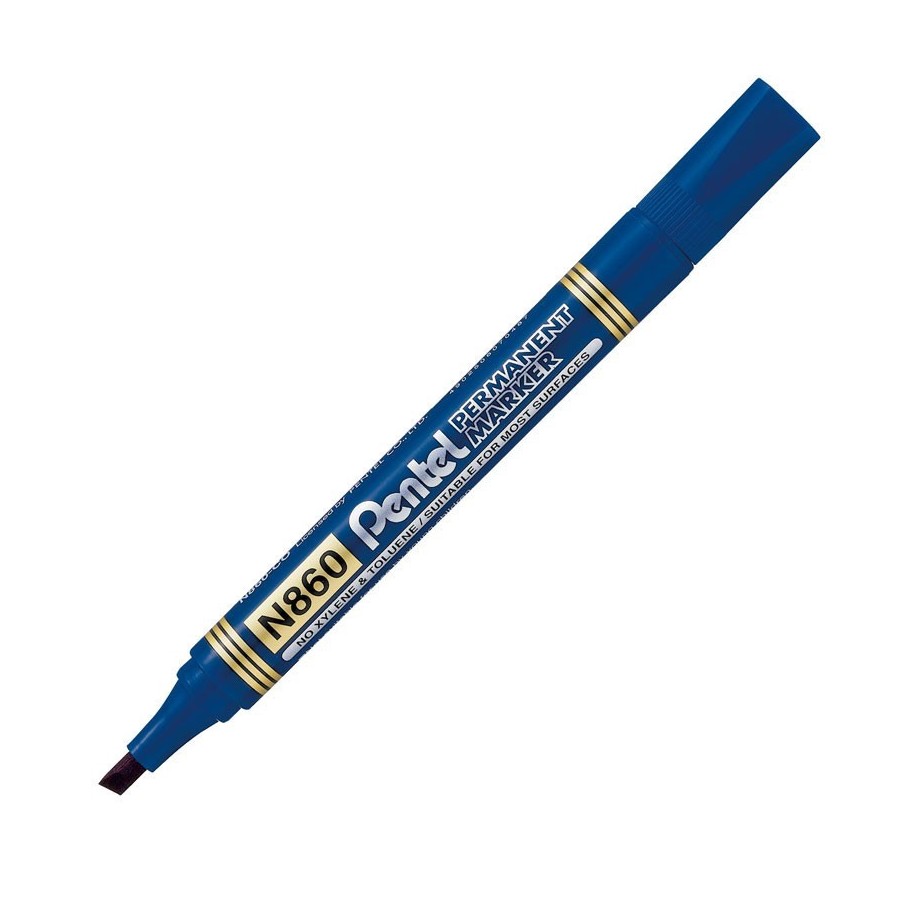 Marker Permanentny Pentel N860 Niebieski ścięta końcówka - zestaw 10 szt