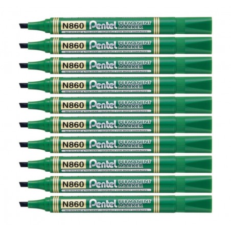 Marker-Permanentny-Pentel-N860-Zielony-ścieta-koncowka-zestaw-10-szt
