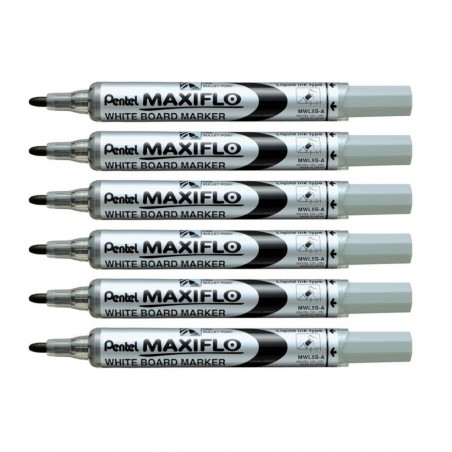 Marker-do-tablic-suchościeralnych-Pentel-Maxiflo-S-czarny-zestaw-6-szt