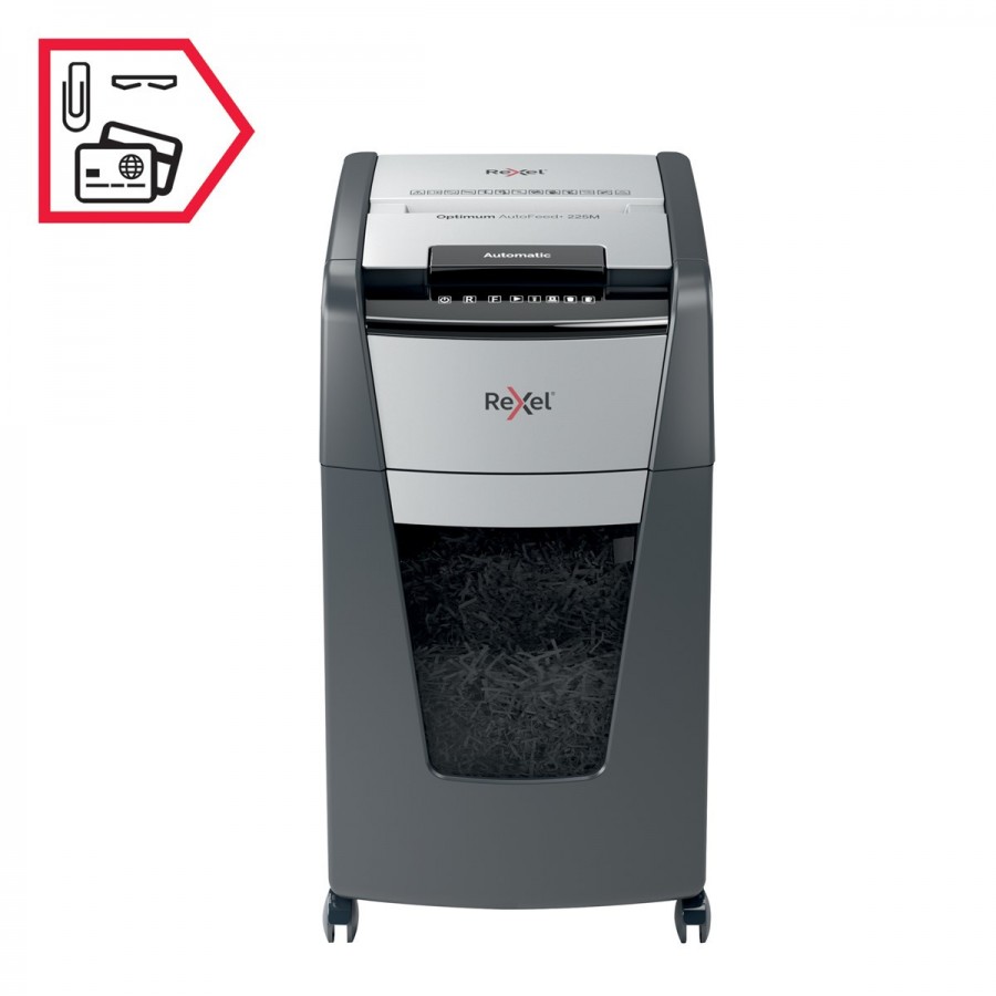 Niszczarka Rexel Optimum AutoFeed+ 225M, (P-5), 225 kartek, 60 l kosz