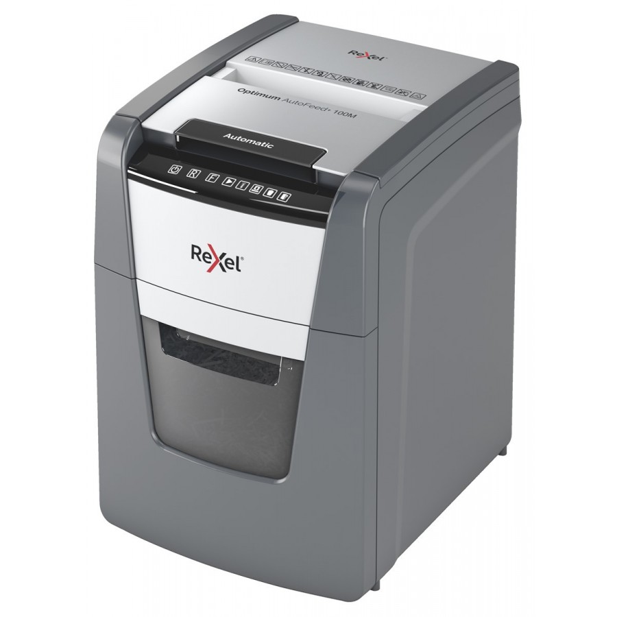Niszczarka Rexel Optimum AutoFeed+ 100M, (P-5), 100 kartek, 34 l kosz