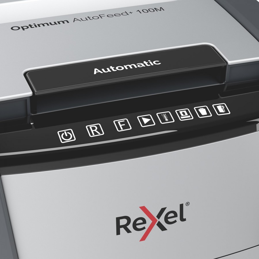 Niszczarka Rexel Optimum AutoFeed+ 100M, (P-5), 100 kartek, 34 l kosz