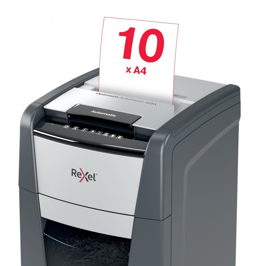 Niszczarka Rexel Optimum AutoFeed+ 225X, (P-4), 225 kartek, 60 l kosz
