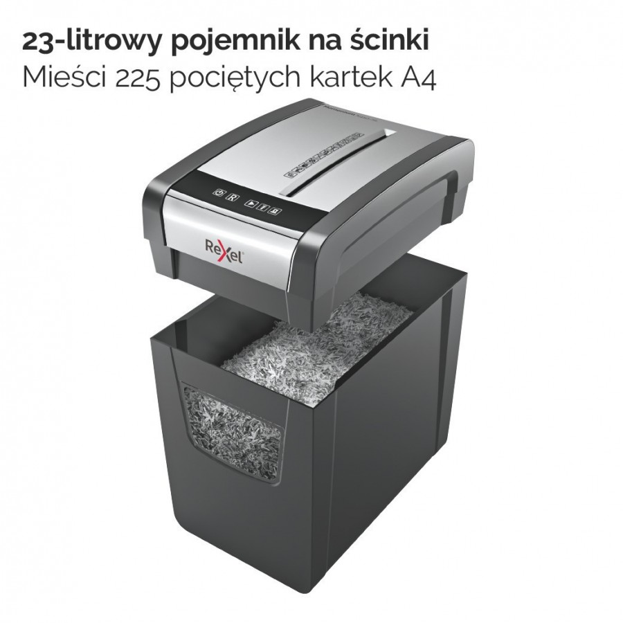 Niszczarka Rexel Momentum X410-SL Slimline, 10 kartek, 23 l kosz