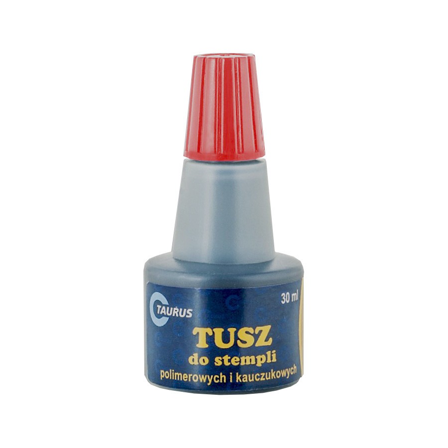Tusz do stempli 30ml polimerowy kauczukowy Taurus Czerwony