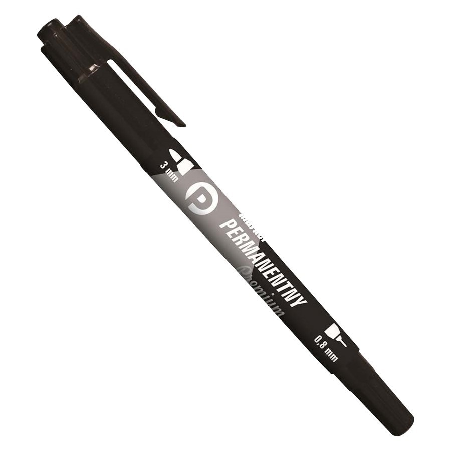 Marker Dwustronny Permanentny Premium 2 końcówki Czarny