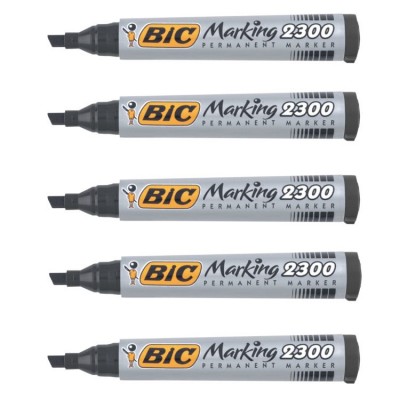 Marker Permanentny Bic Czarny Ścięta Końcówka 5 szt