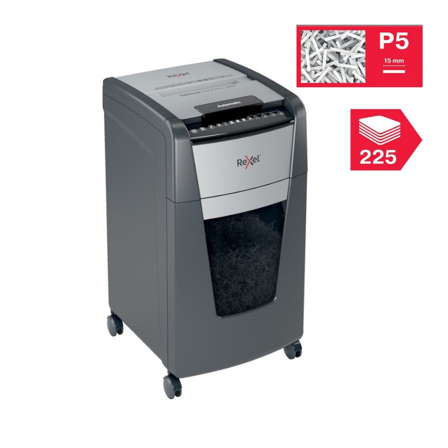 Niszczarka Rexel Optimum AutoFeed+ 225M, (P-5), 225 kartek, 60 l kosz