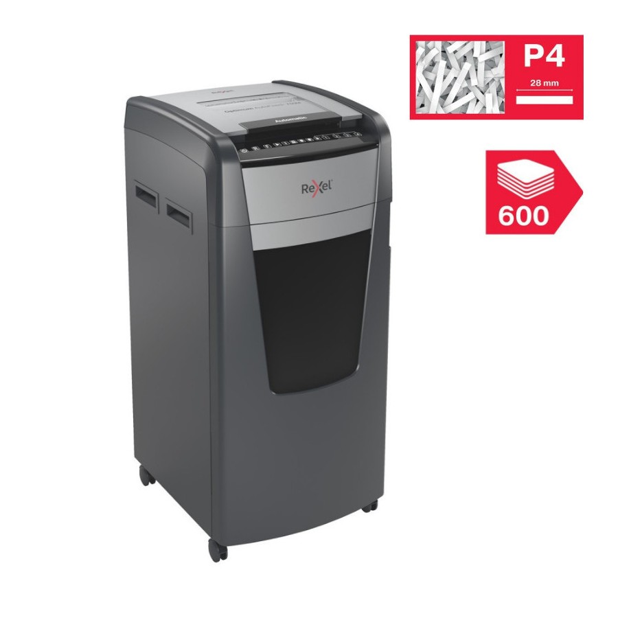 Niszczarka Rexel Optimum AutoFeed+ 600X, (P-4), 600 kartek, 110 l kosz