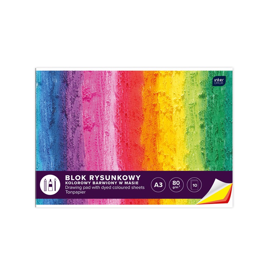 Blok Rysunkowy Kolorowy A3 10 Kartek 80g/m2