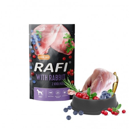 Składniki karmy Rafi z królikiem w misce