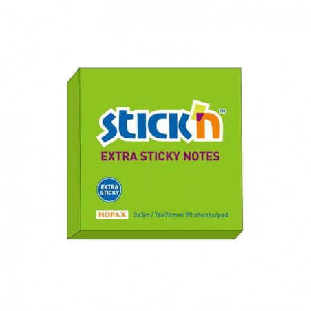 Karteczki-Samoprzylepne-Stick"N-Extra-Mocne-76X76Mm-90K-Neon-Zielony