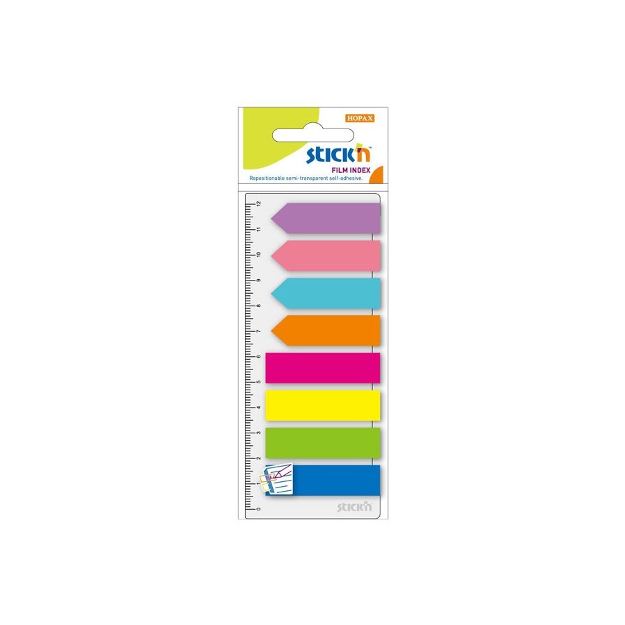Zakladki-Indeksujace-Stick"N-Z-Linijka-Neon-Paski-Strzalki-8Kol