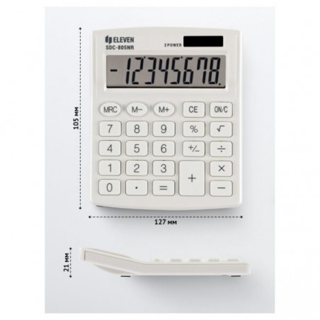 Kalkulator biurowy 8-cyfrowy Eleven SDC-805NR Biały