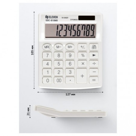 Kalkulator biurowy 10-cyfrowy Eleven SDC-810NR Biały