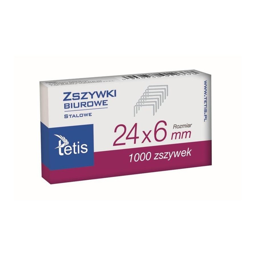 Zszywki Tetis 24/6 do Zszywacza Stalowe 1000szt