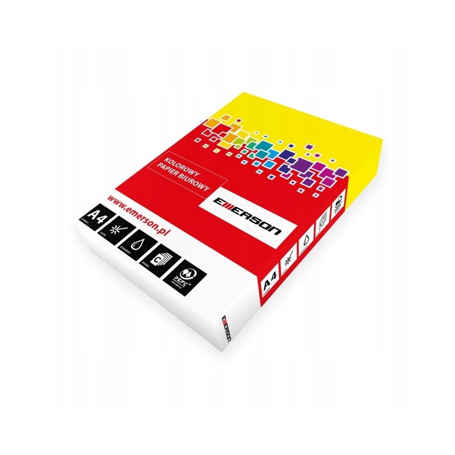 Papier Kolorowy Emerson Intensywny A4, 80 G/M2, Ryza 500 Ark. Żółty