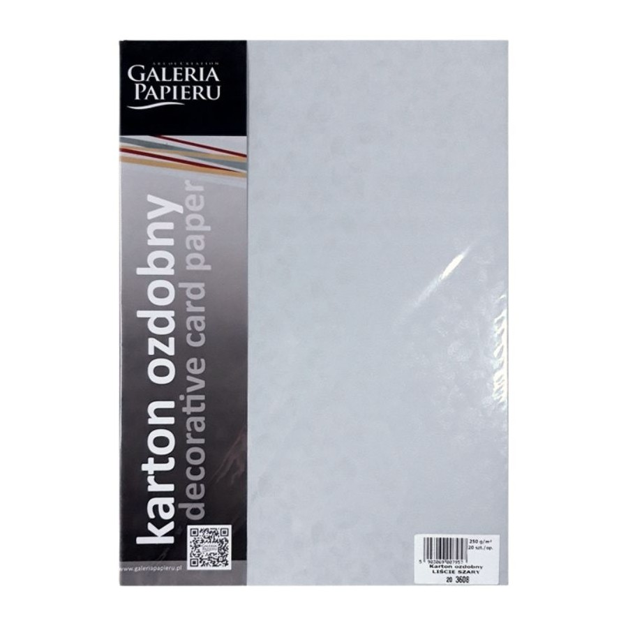 Karton ozdobny Liście szary 250g 20 arkuszy A4