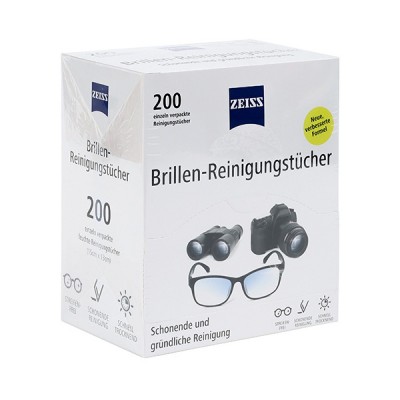 Chusteczki do czyszczenia okularów i wyświetlaczy ZEISS, 200 szt. białe
