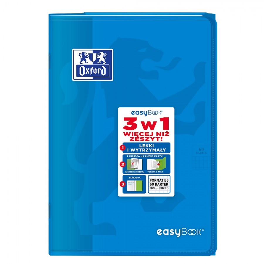 ZESZYT OXFORD PP EASYBOOK B5/60K KRATKA Z MARGINESEM MIKS KOLORÓW