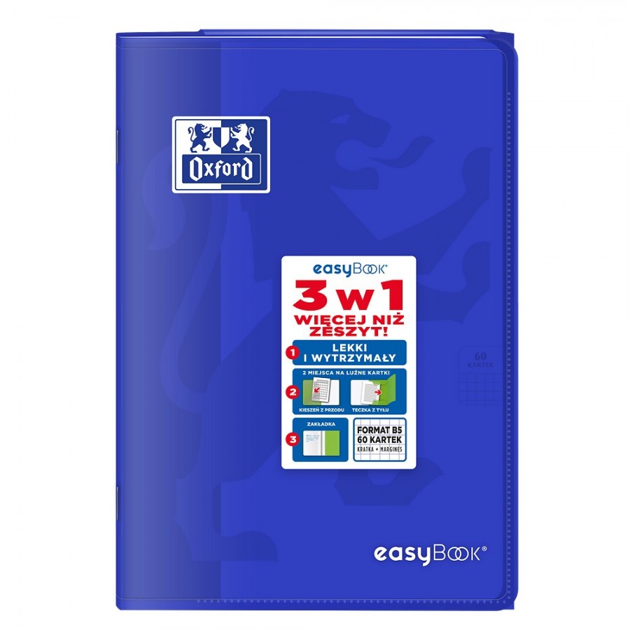 ZESZYT OXFORD PP EASYBOOK B5/60K KRATKA Z MARGINESEM MIKS KOLORÓW