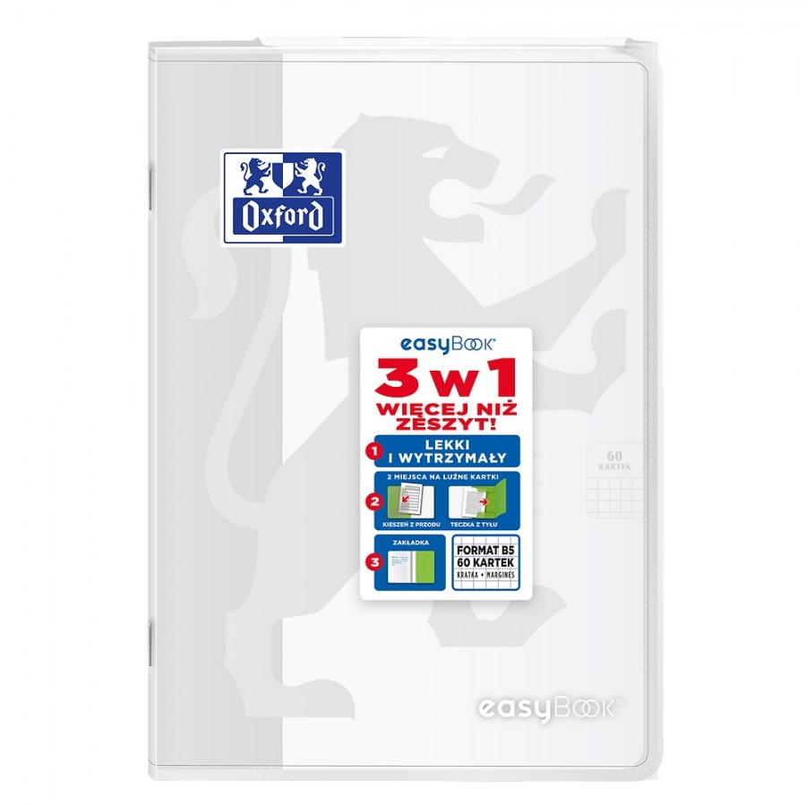 ZESZYT OXFORD PP EASYBOOK B5/60K KRATKA Z MARGINESEM MIKS KOLORÓW