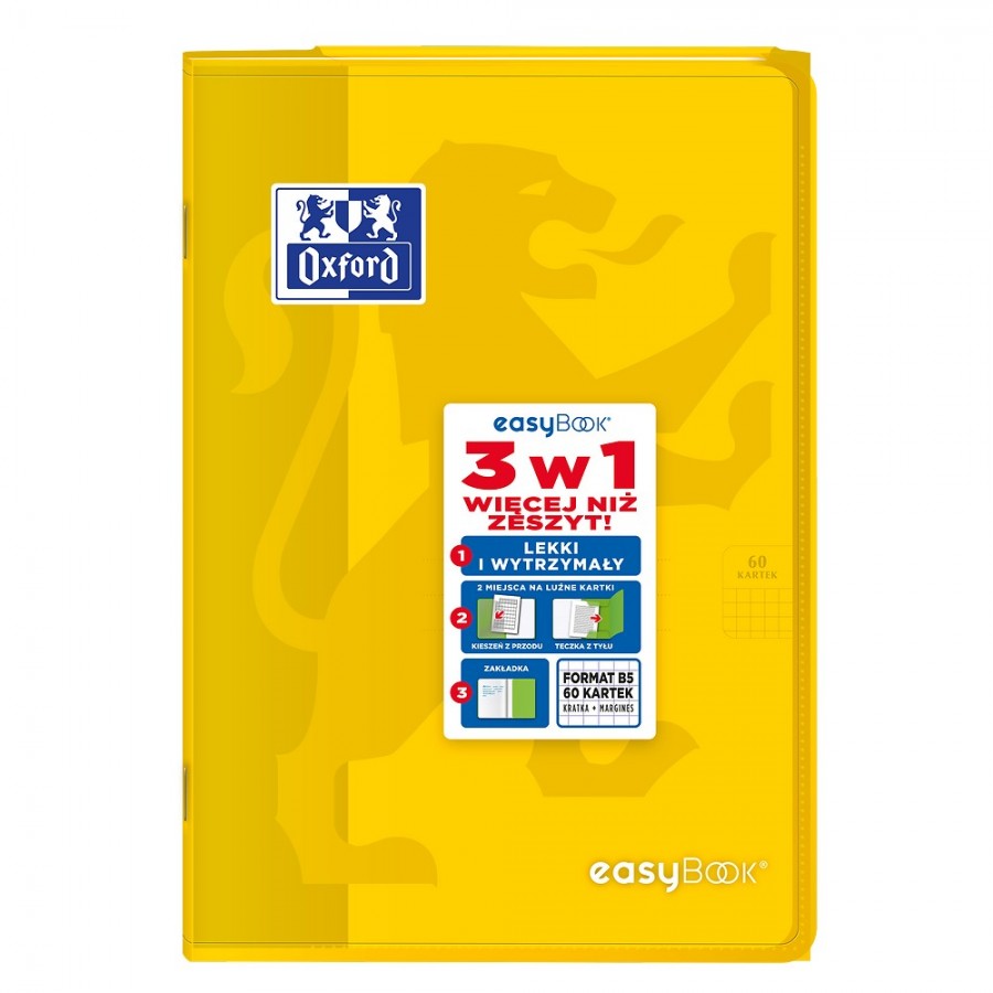 ZESZYT OXFORD PP EASYBOOK B5/60K KRATKA Z MARGINESEM MIKS KOLORÓW