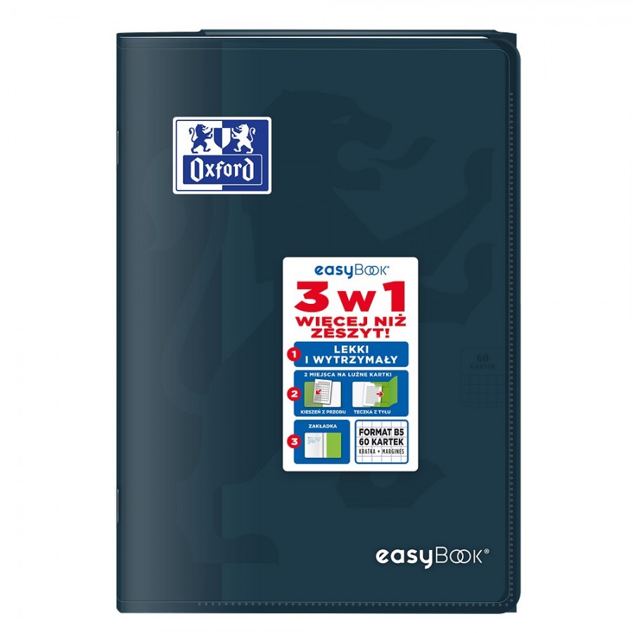 ZESZYT OXFORD PP EASYBOOK B5/60K KRATKA Z MARGINESEM MIKS KOLORÓW