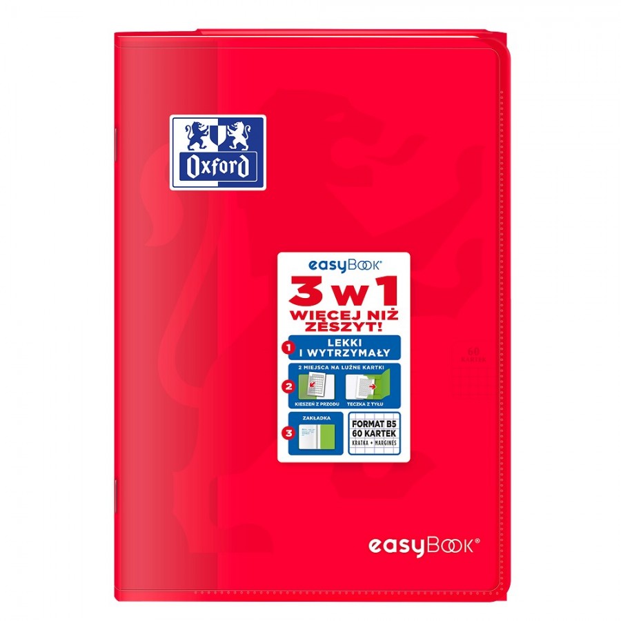 ZESZYT OXFORD PP EASYBOOK B5/60K KRATKA Z MARGINESEM MIKS KOLORÓW