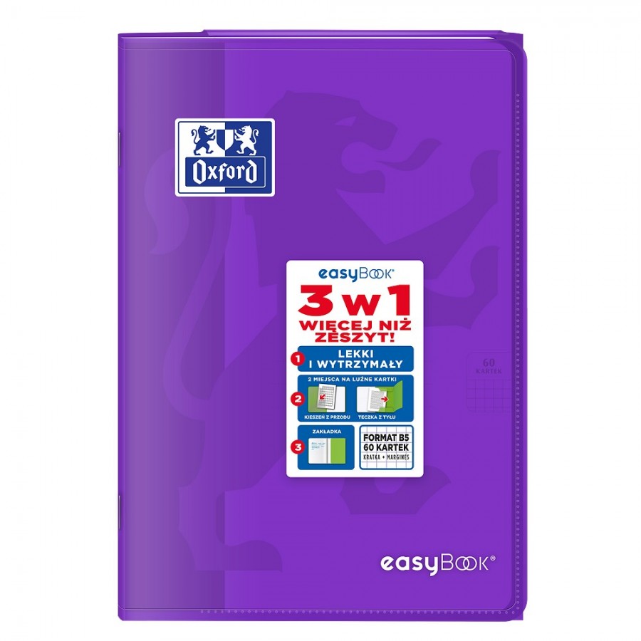 ZESZYT OXFORD PP EASYBOOK B5/60K KRATKA Z MARGINESEM MIKS KOLORÓW