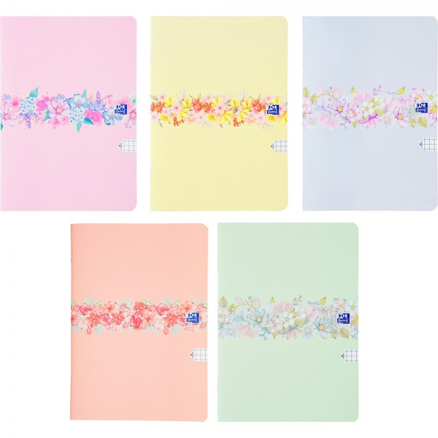 ZESZYT OXFORD FLOWERS A4/60K KRATKA Z MARGINESEM
