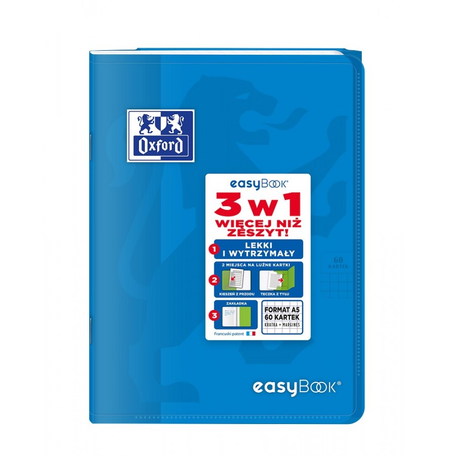 ZESZYT OXFORD PP EASYBOOK A5/60K KRATKA Z MARGINESEM MIKS KOLORÓW