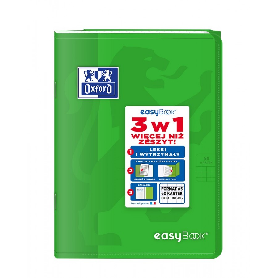 ZESZYT OXFORD PP EASYBOOK A5/60K KRATKA Z MARGINESEM MIKS KOLORÓW