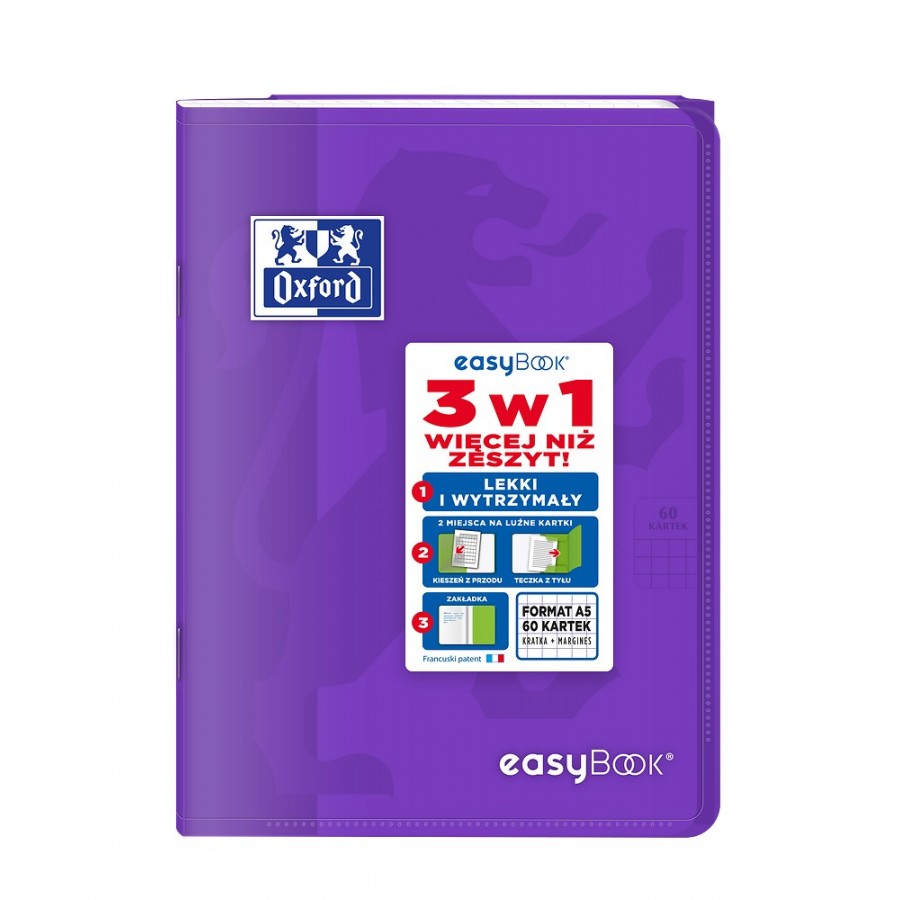 ZESZYT OXFORD PP EASYBOOK A5/60K KRATKA Z MARGINESEM MIKS KOLORÓW