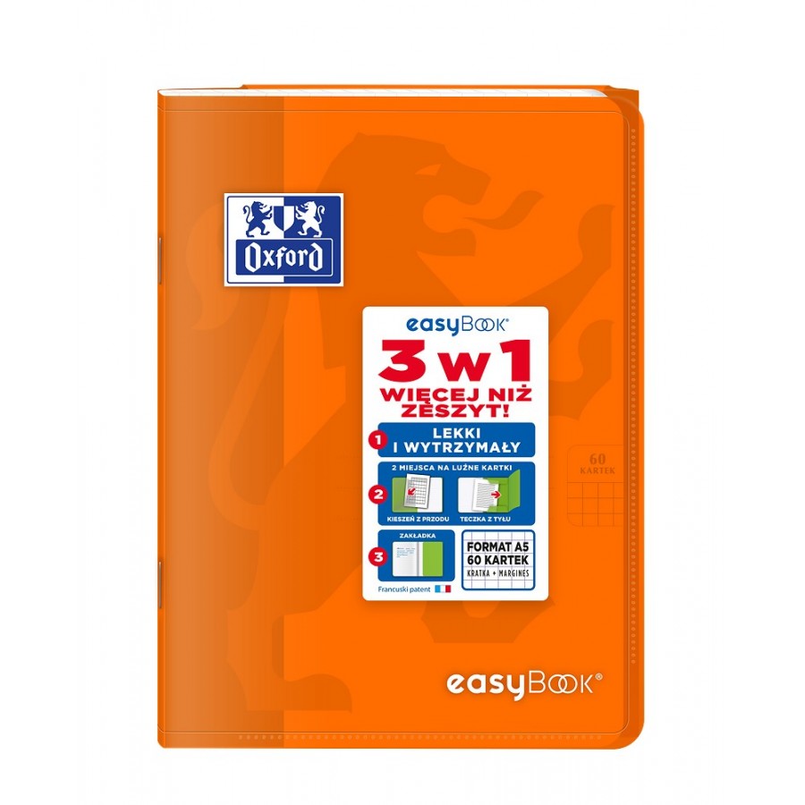 ZESZYT OXFORD PP EASYBOOK A5/60K KRATKA Z MARGINESEM MIKS KOLORÓW